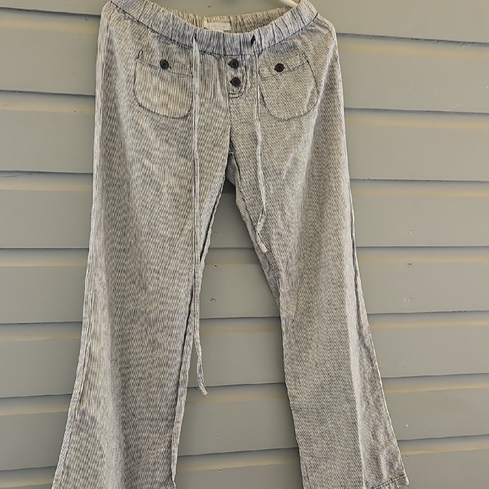 Charlotte Russe Black and White Striped Linen Pants